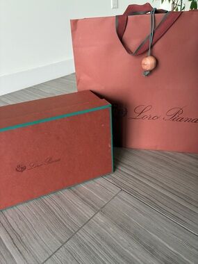 Loro Piana shopping paper bag with shoe box & tissues and sphere ball .